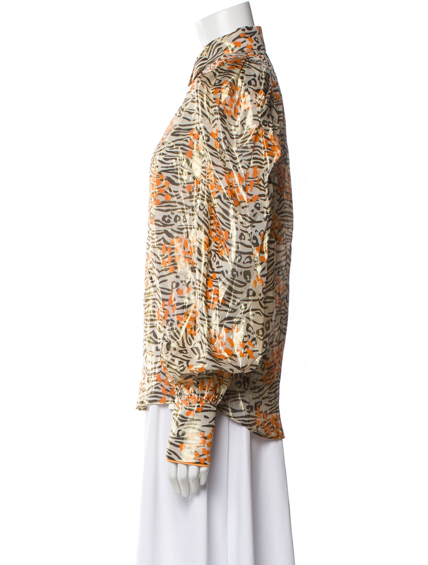 Marcell Von Berlin Animal Print Long Sleeve Blouse w/ Tags