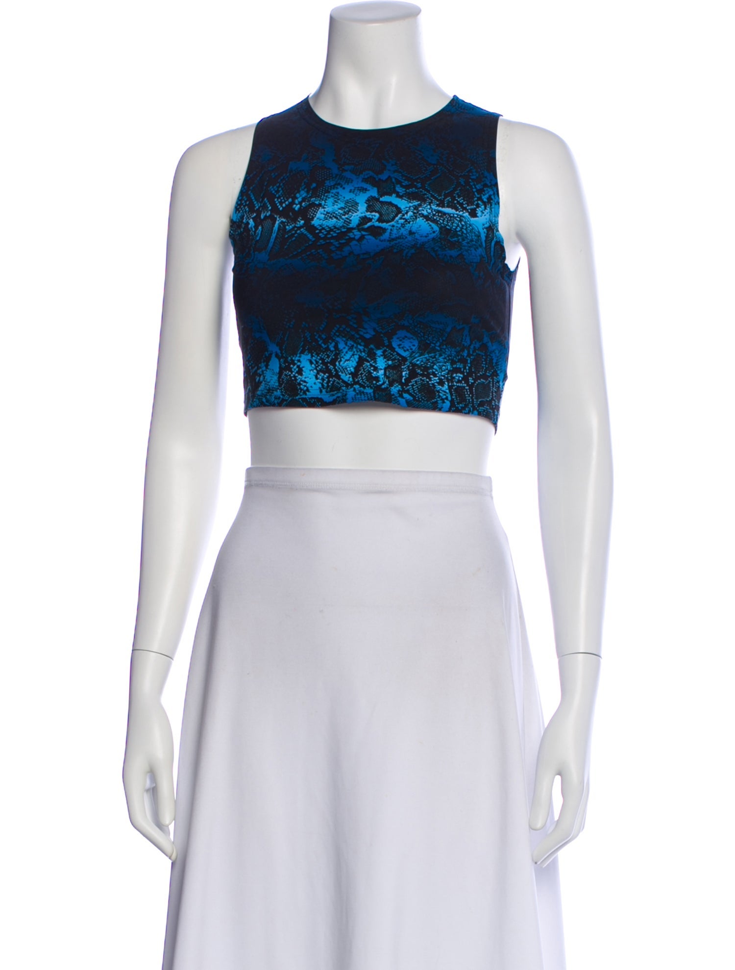 Marcell Von Berlin Animal Print Crew Neck Crop Top