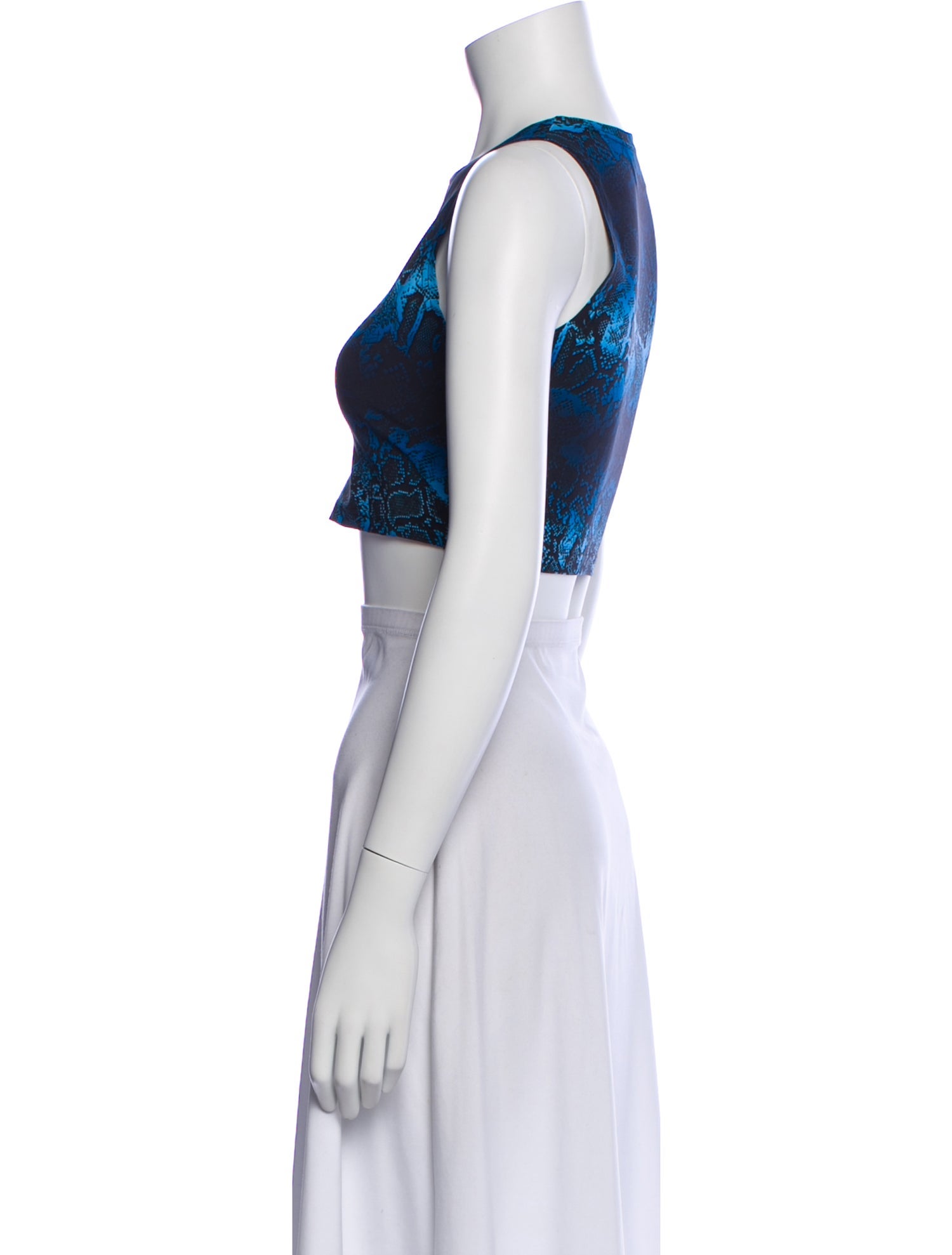 Marcell Von Berlin Animal Print Crew Neck Crop Top