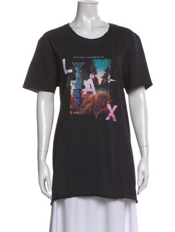 Pre-owned Marcell Von Berlin Graphic Print Crew Neck T-shirt W/ Tags In Black