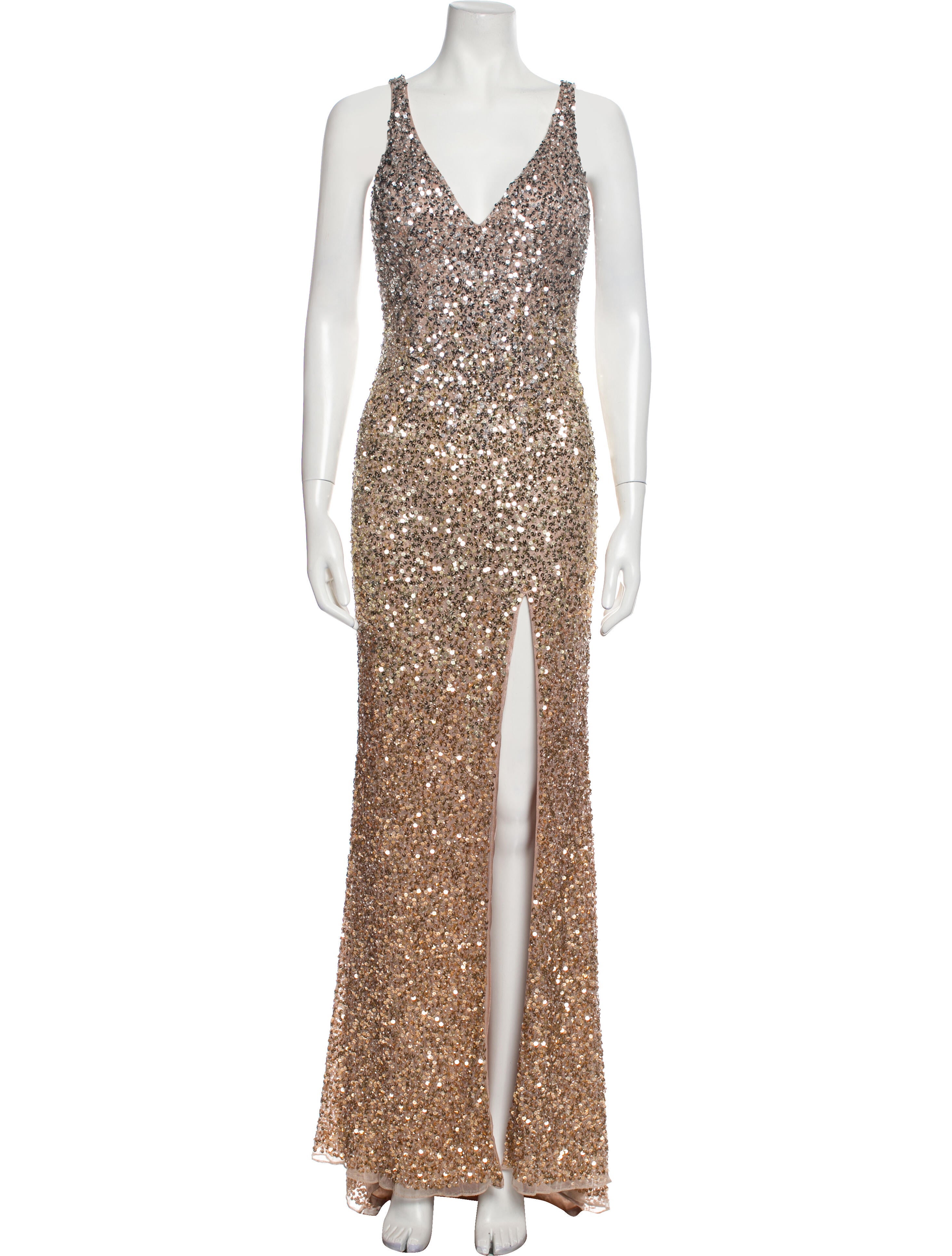 Max Mara Pianoforte VNeck Long Dress Neutrals Dresses, Clothing