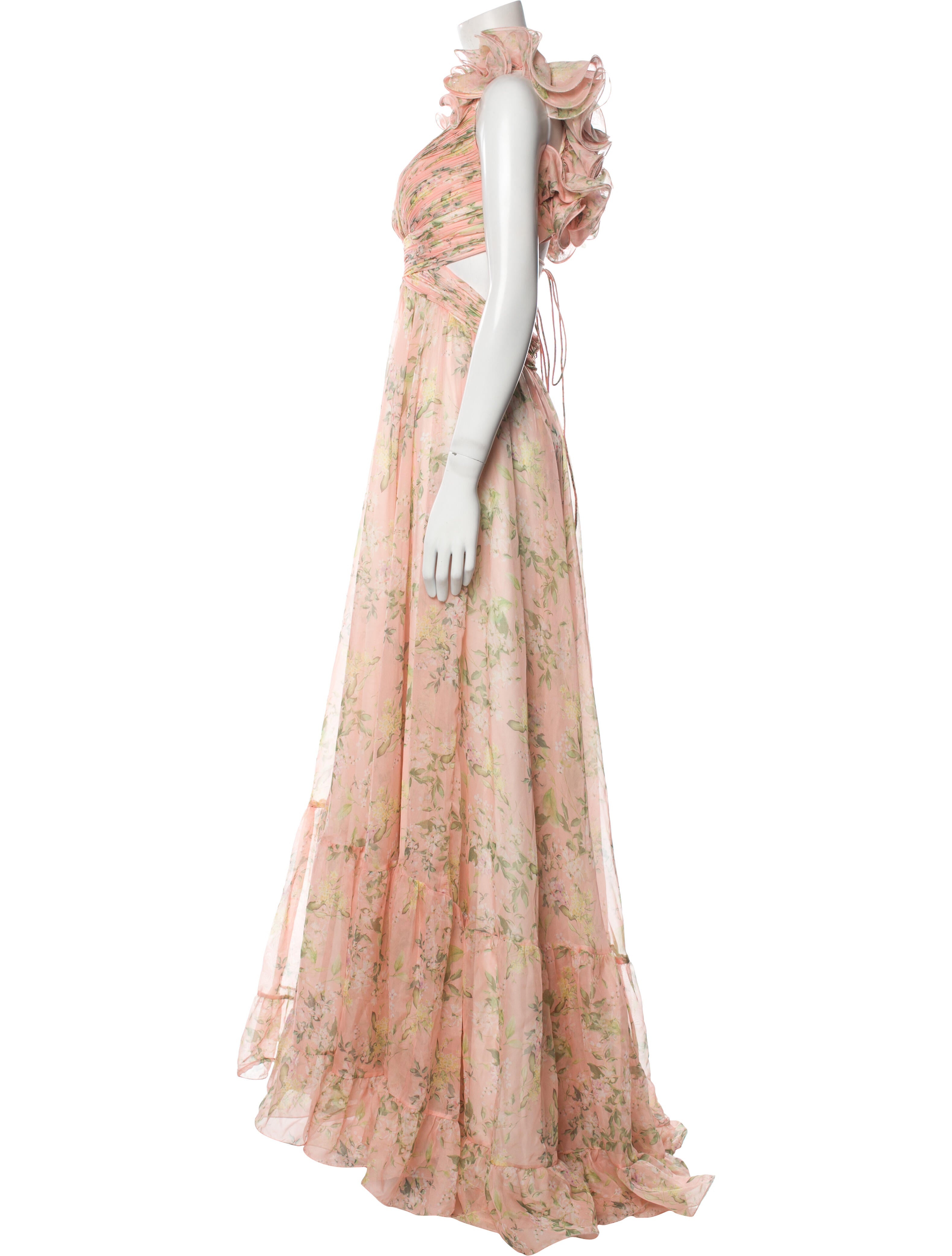Mac Duggal Floral Print Long Dress