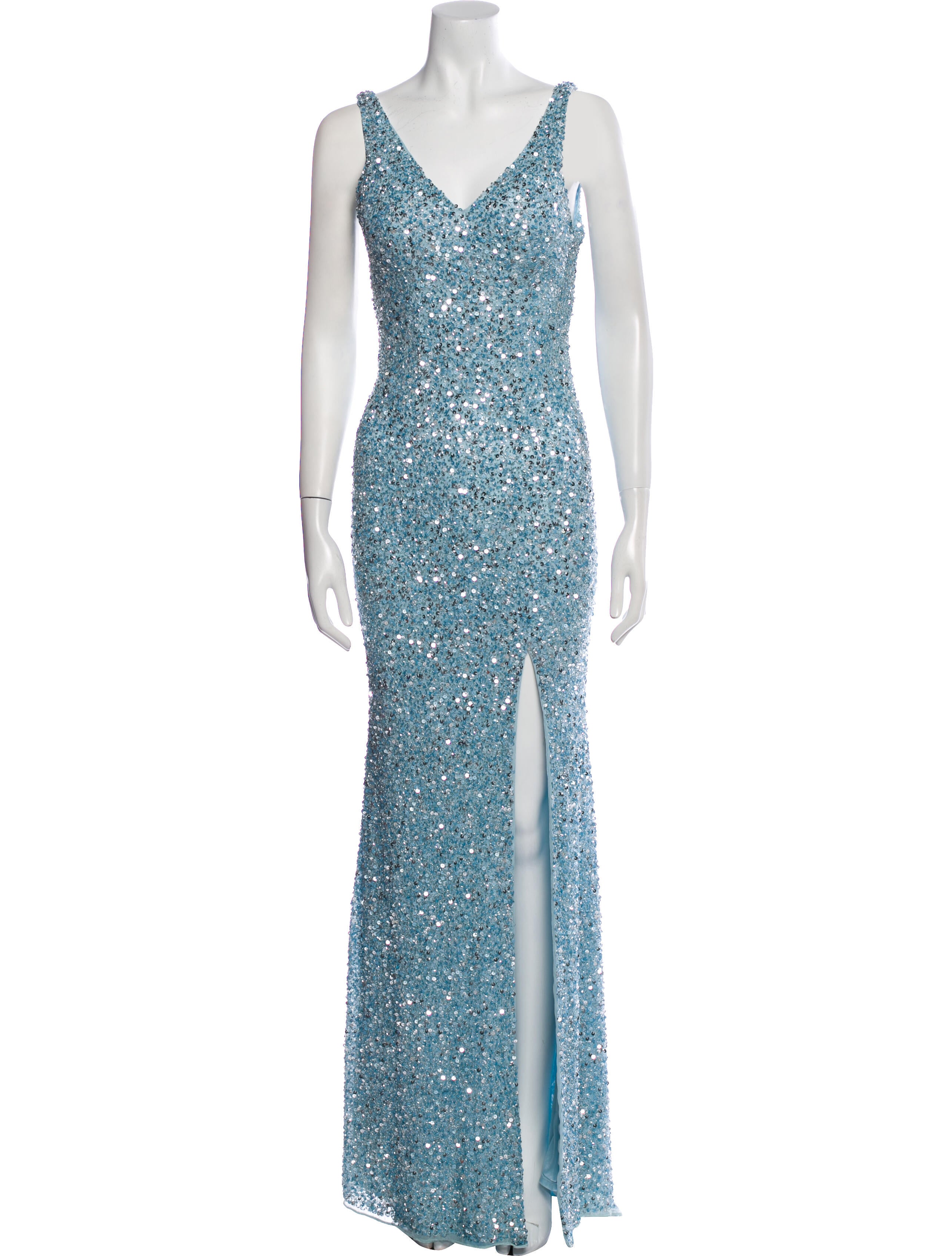 Mac Duggal V-Neck Long Dress - Blue Dresses, Clothing - WMDGL23712 | The  RealReal