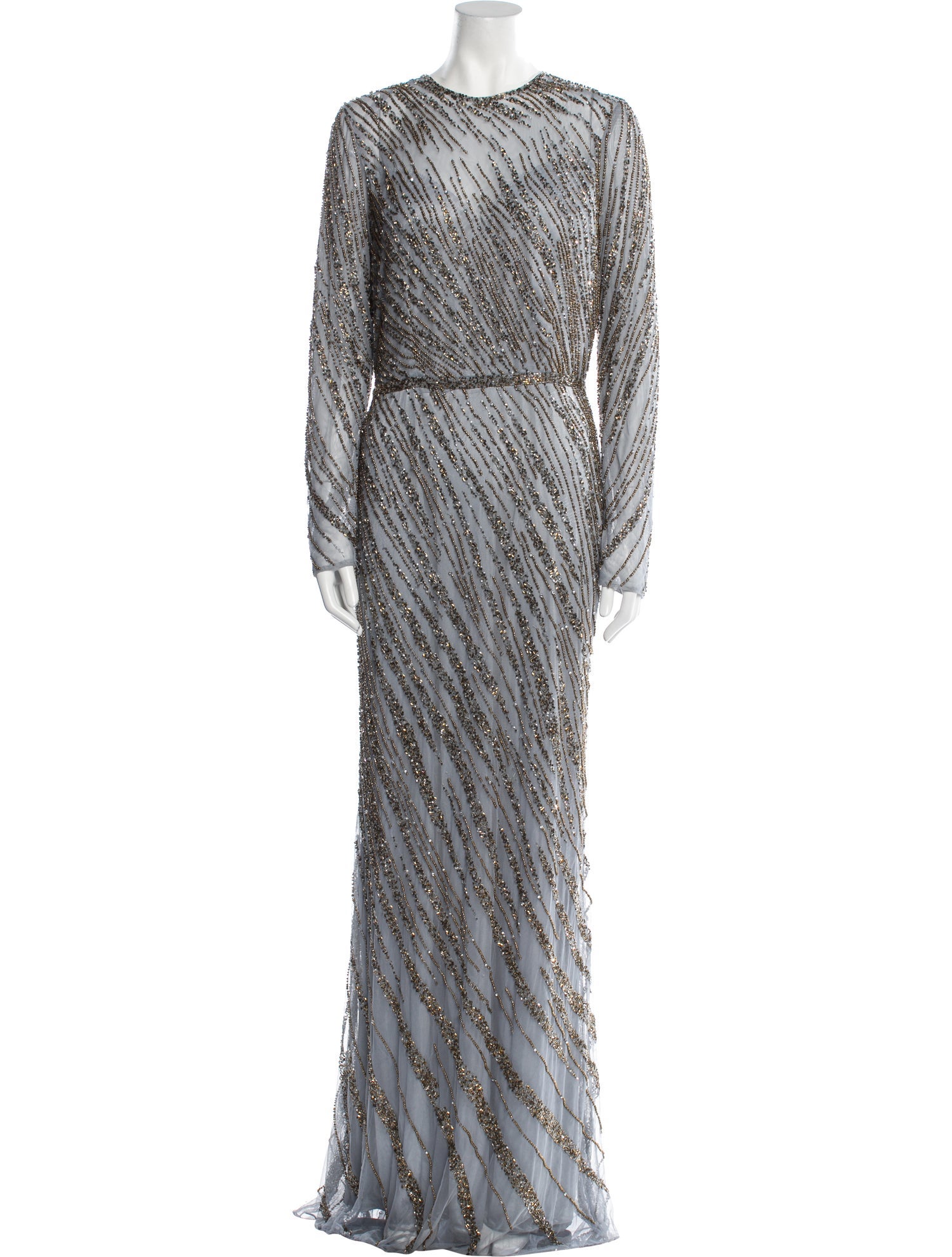 Mac Duggal Striped Long Dress Grey Dresses, Clothing WMDGL24776