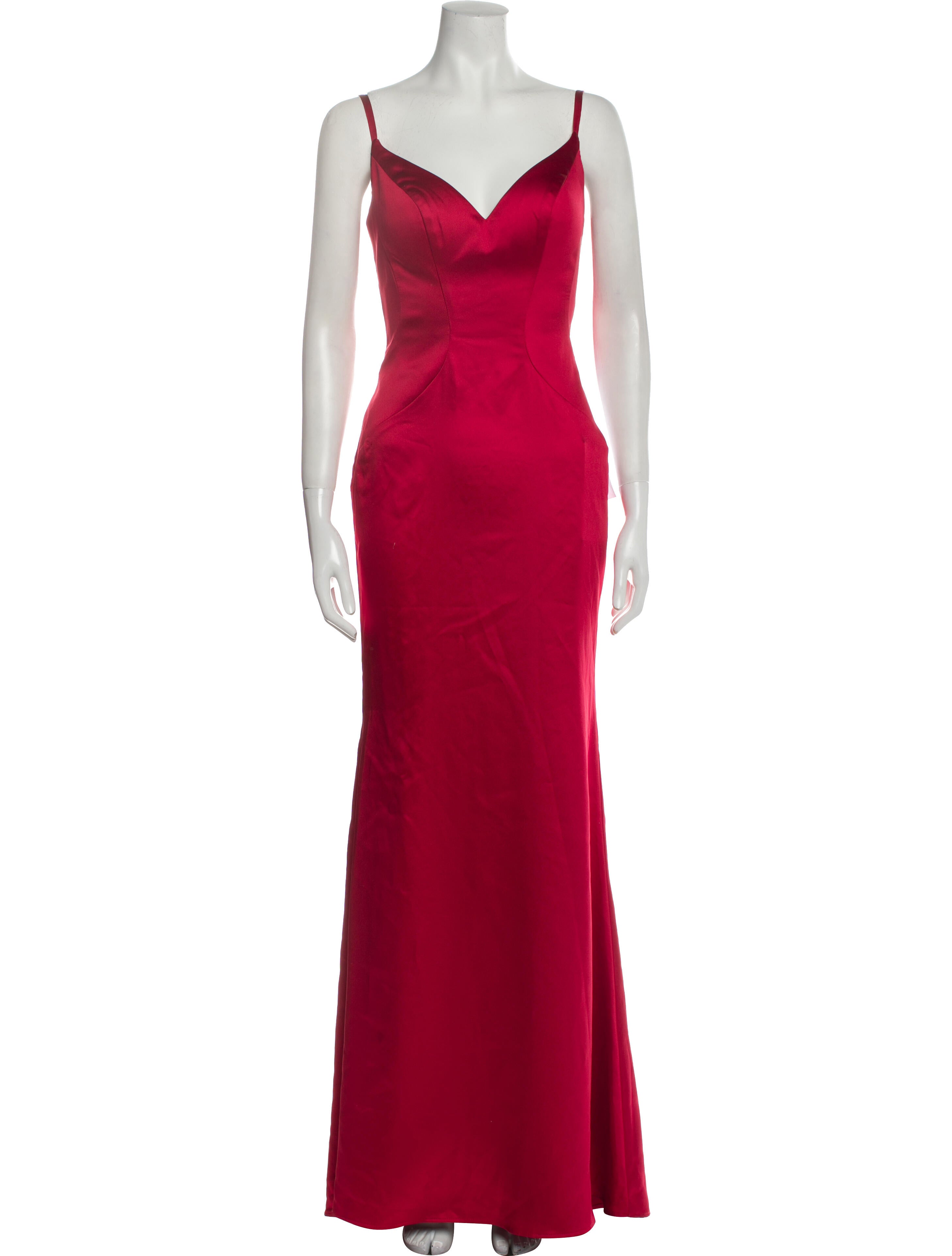 Mac Duggal VNeck Long Dress Red Dresses, Clothing WMDGL29479 The