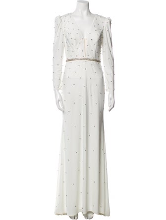 Mac Duggal Floral Print Long Dress