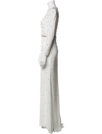 Mac Duggal Floral Print Long Dress