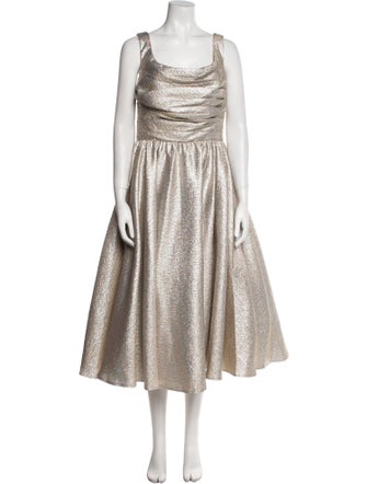 Mac Duggal Cowl Neck Midi Length Dress