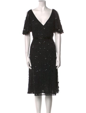 Mac Duggal Dresses V-Neck Midi Length Dress S