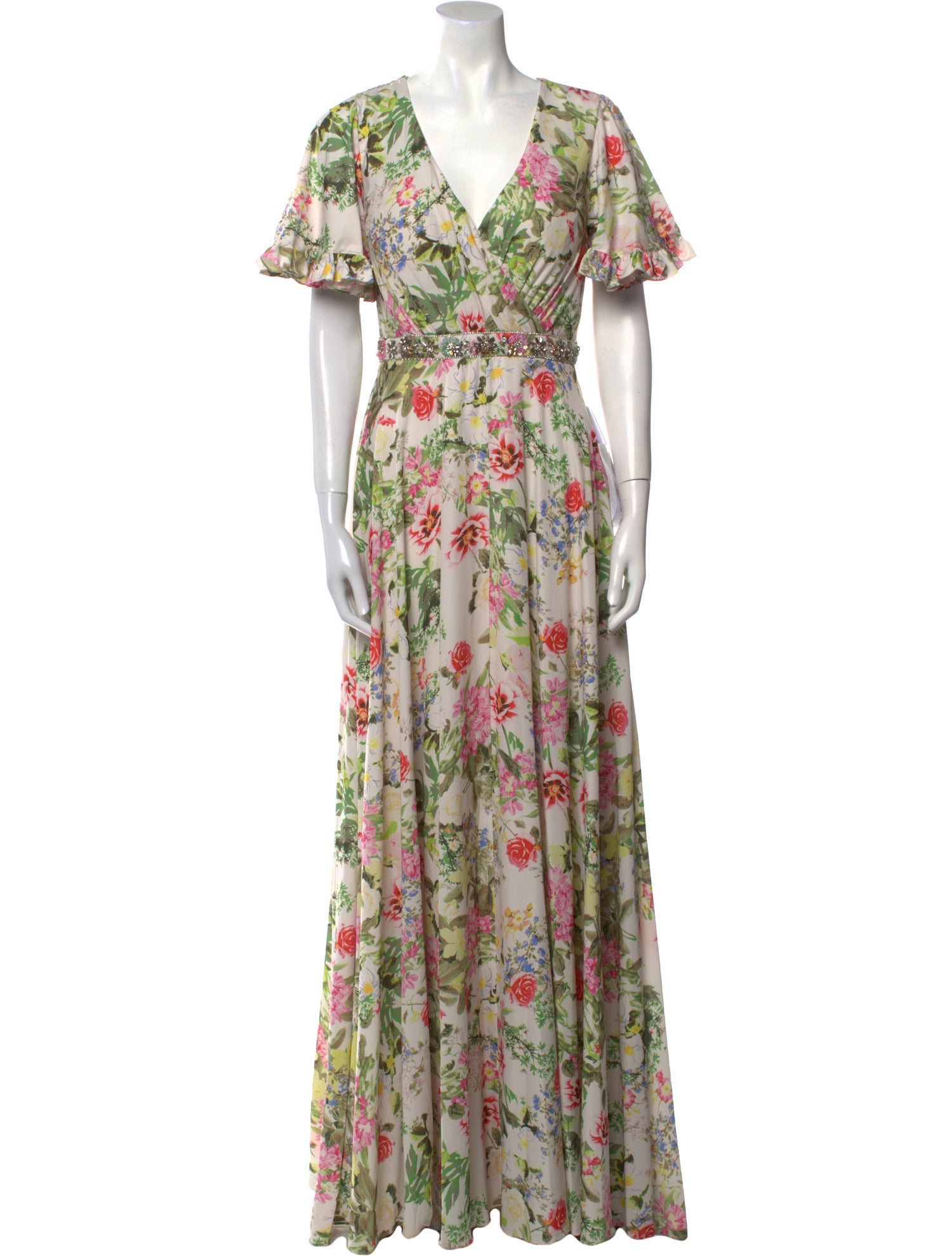 Mac Duggal Floral Print Long Dress