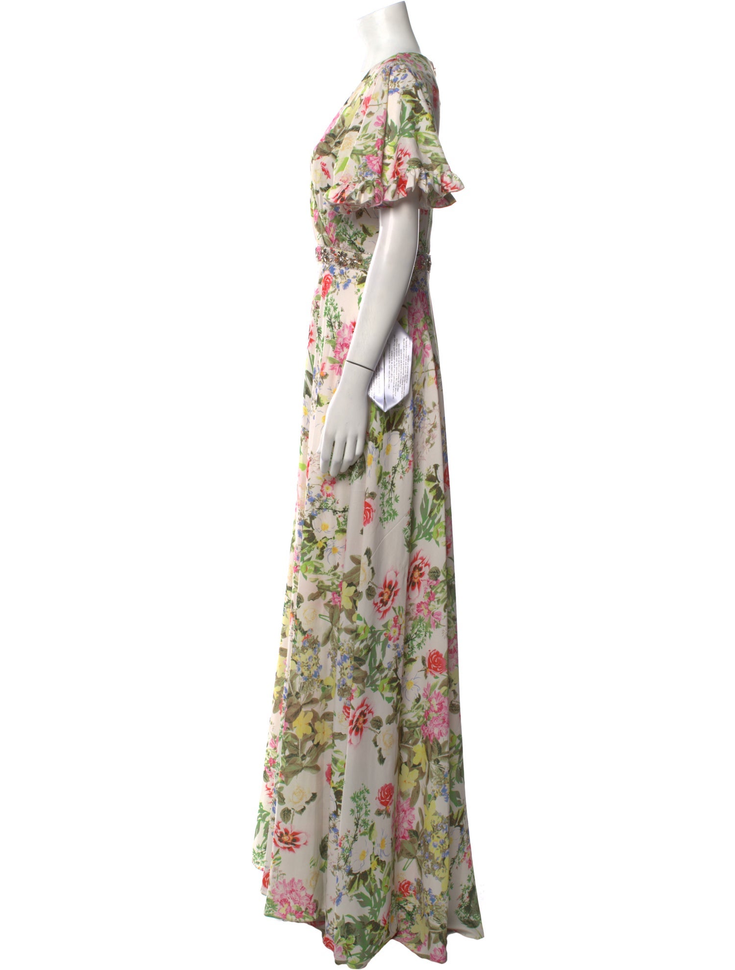 Mac Duggal Floral Print Long Dress