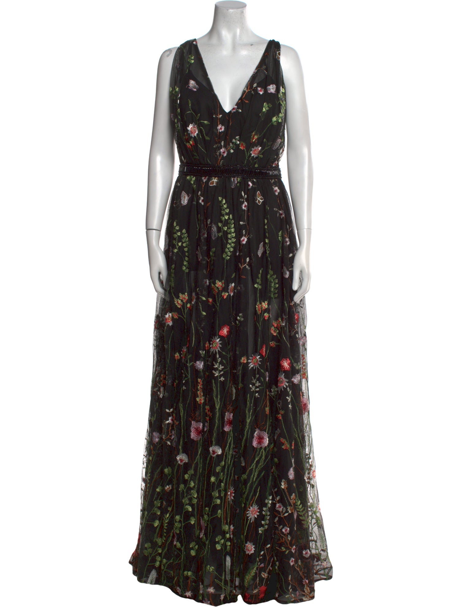 Mac Duggal Floral Print Long Dress