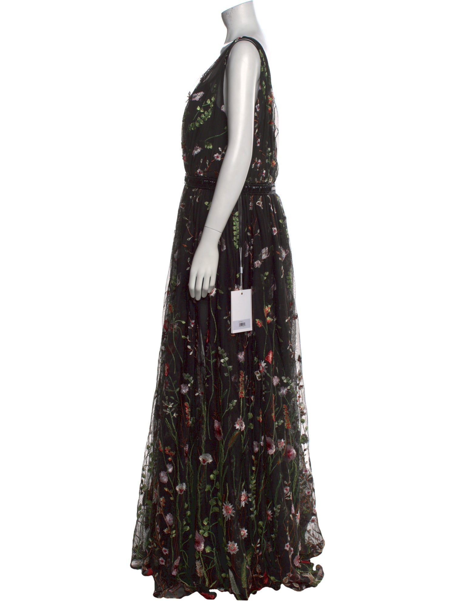 Mac Duggal Floral Print Long Dress