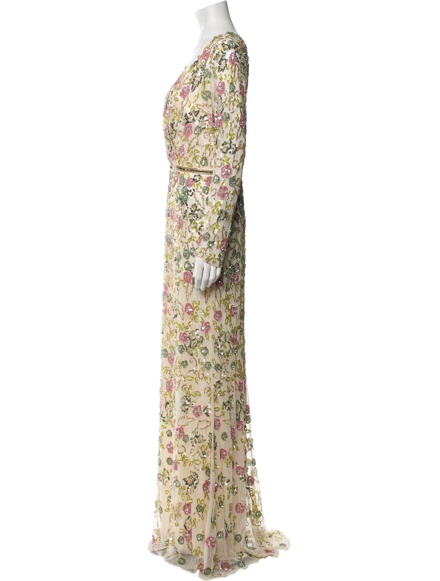 Mac Duggal Floral Print Long Dress