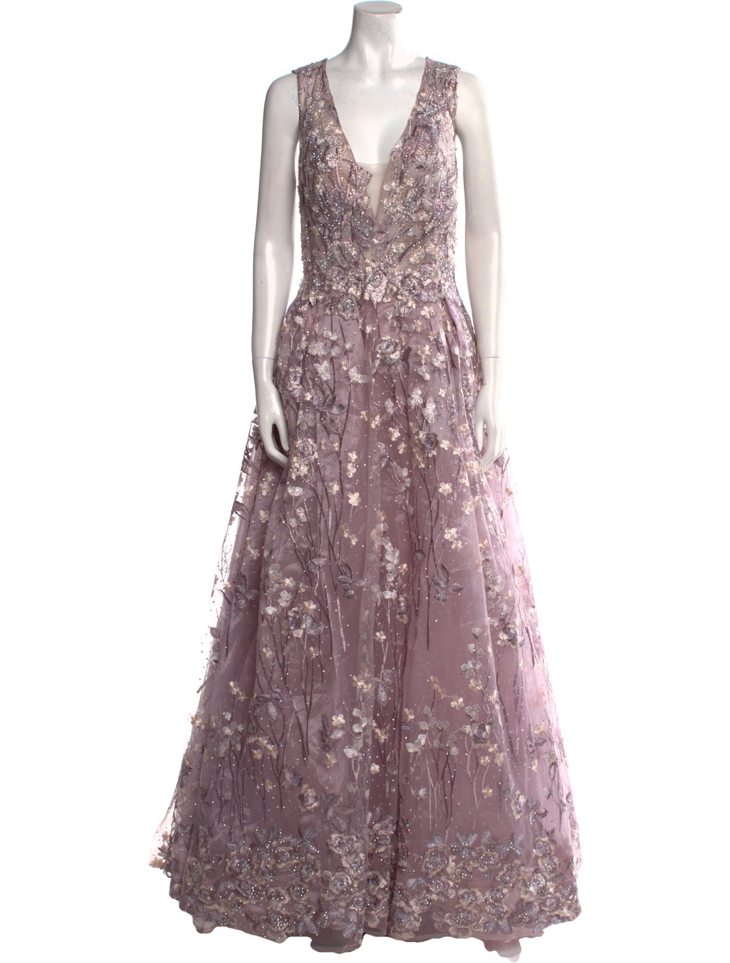 Mac Duggal Floral Print Long Dress