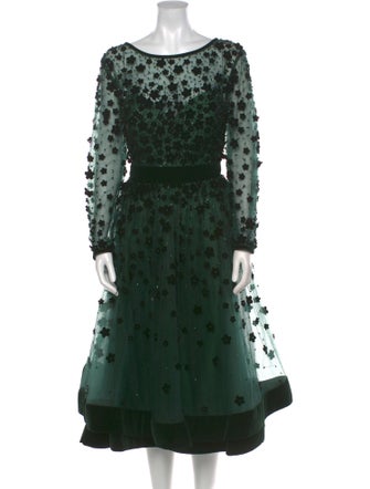 Mac Duggal Polka Dot Print Midi Length Dress