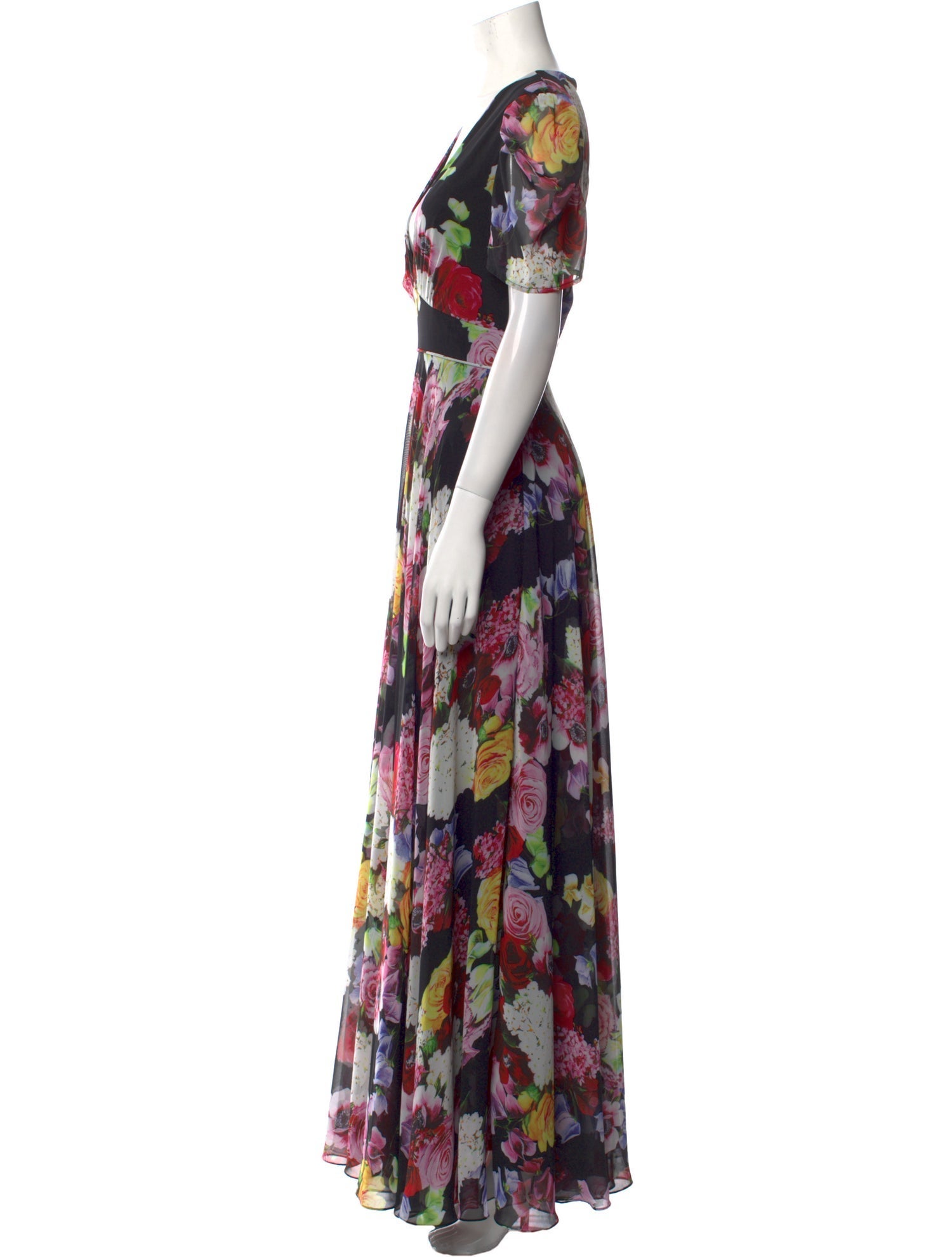 Mac Duggal Floral Print Long Dress