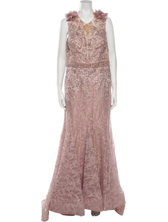 Mac Duggal Lace Pattern Long Dress