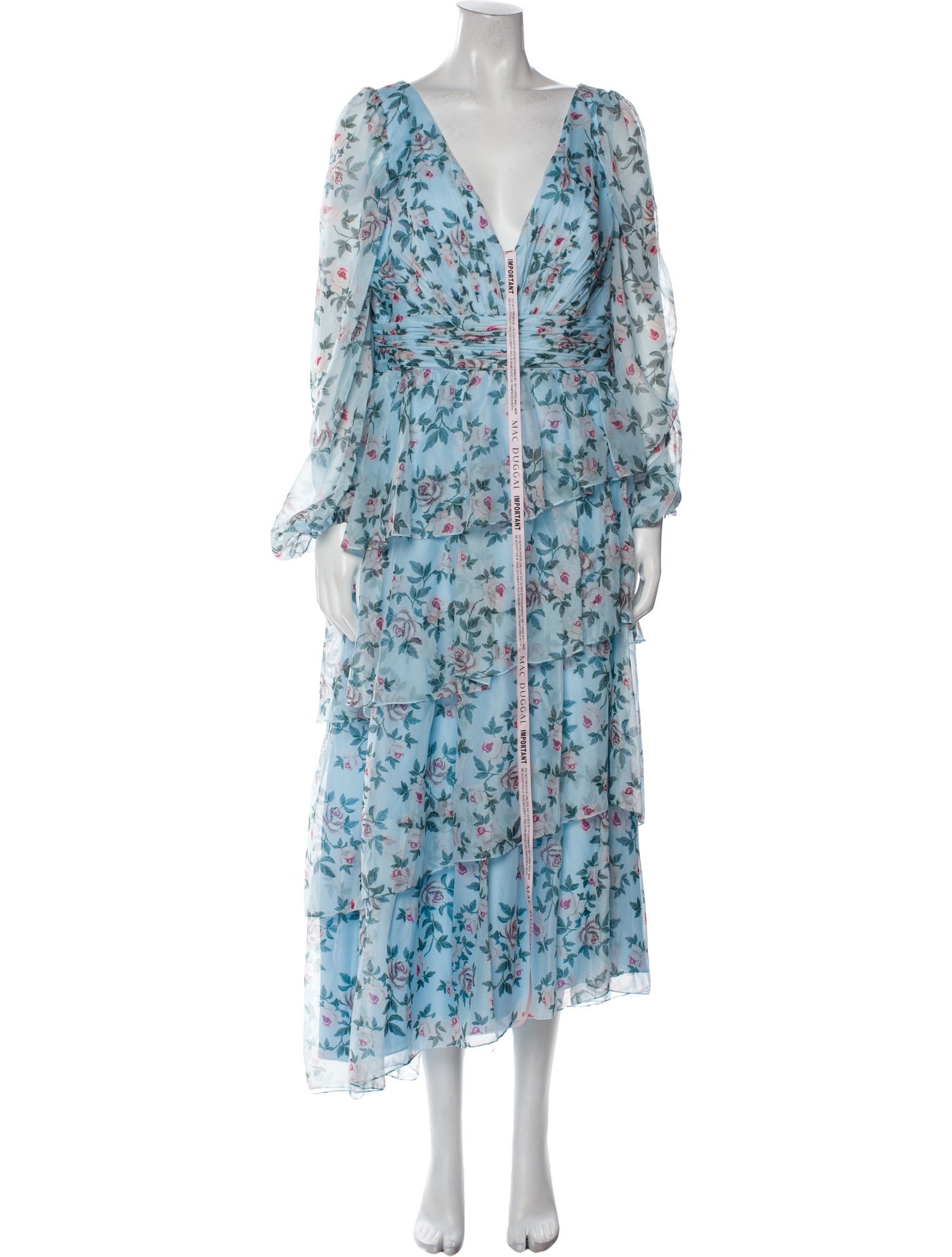 Mac Duggal Floral Print Long Dress