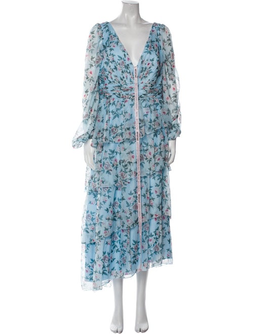 Mac Duggal Floral Print Long Dress