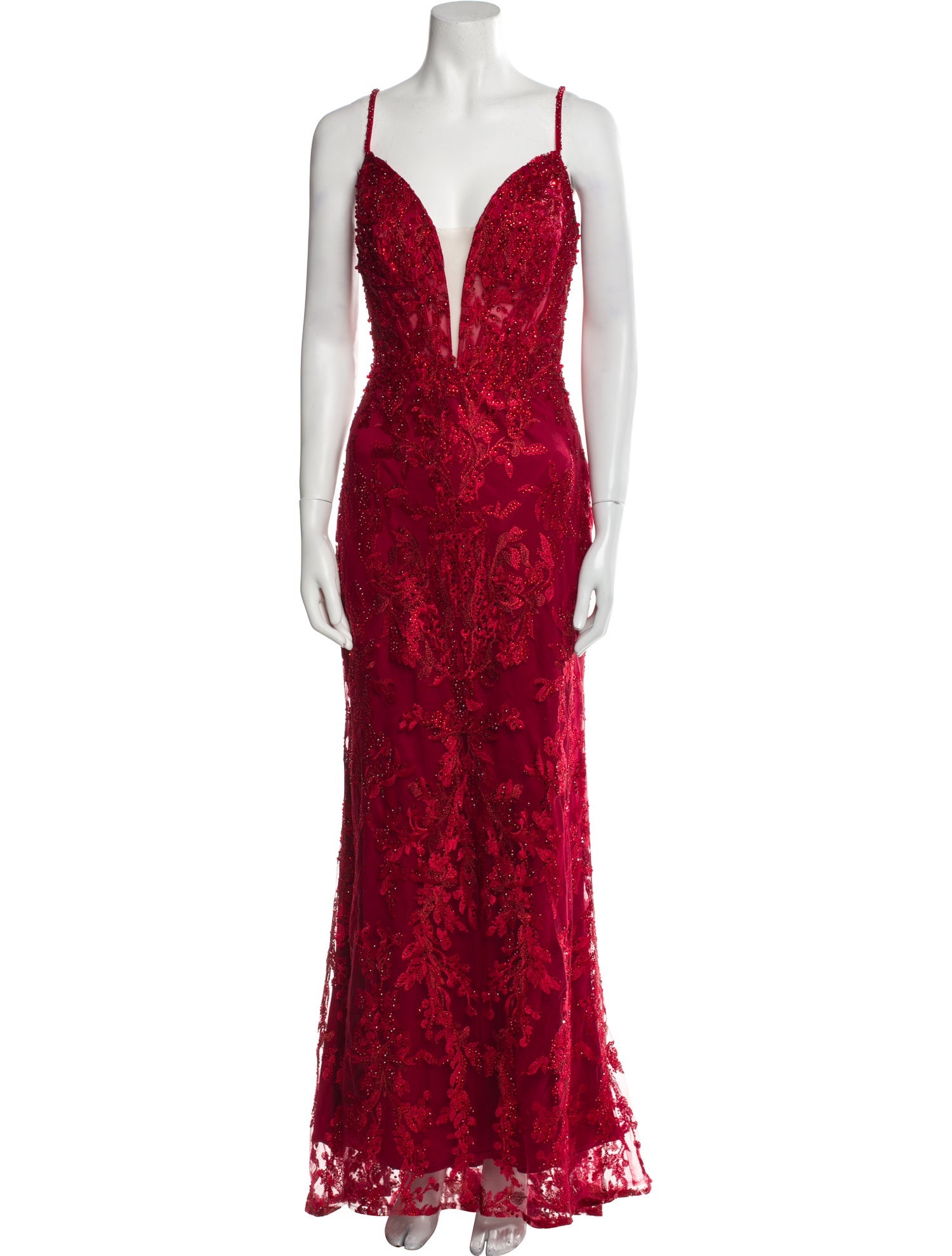 Mac Duggal Lace Pattern Long Dress