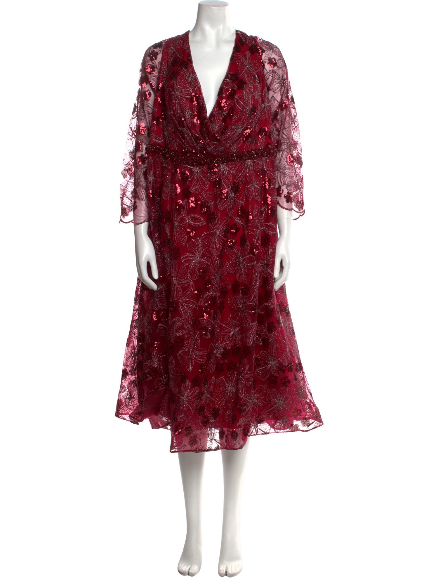 Mac Duggal Floral Print Midi Length Dress w/ Tags