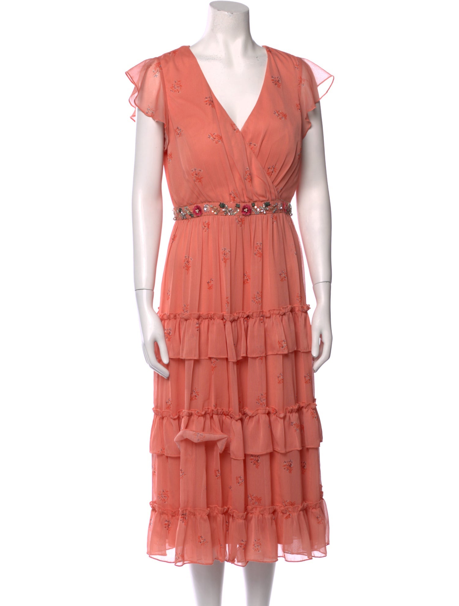 Mac Duggal V-Neck Midi Length Dress