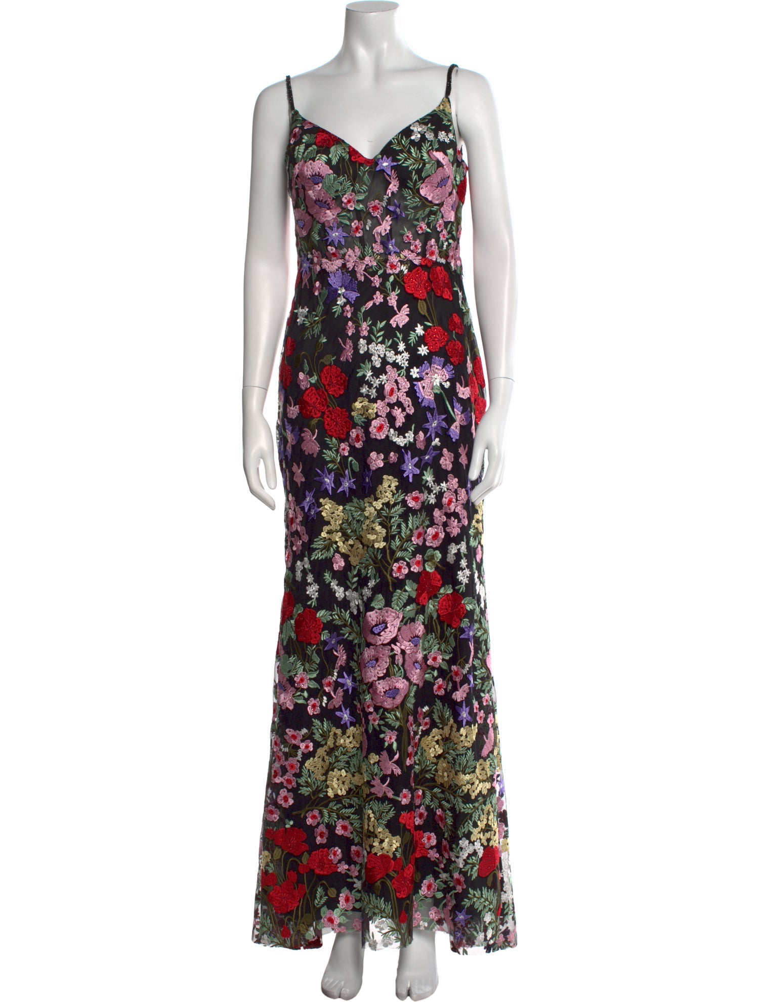 Mac Duggal Floral Print Long Dress