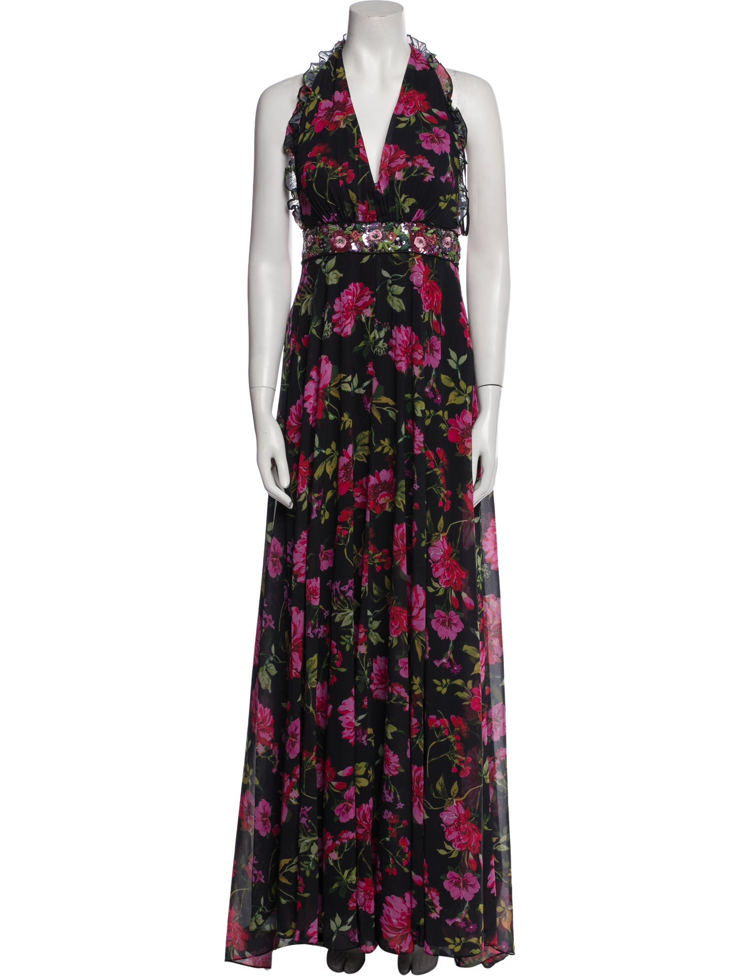Mac Duggal Floral Print Long Dress w/ Tags