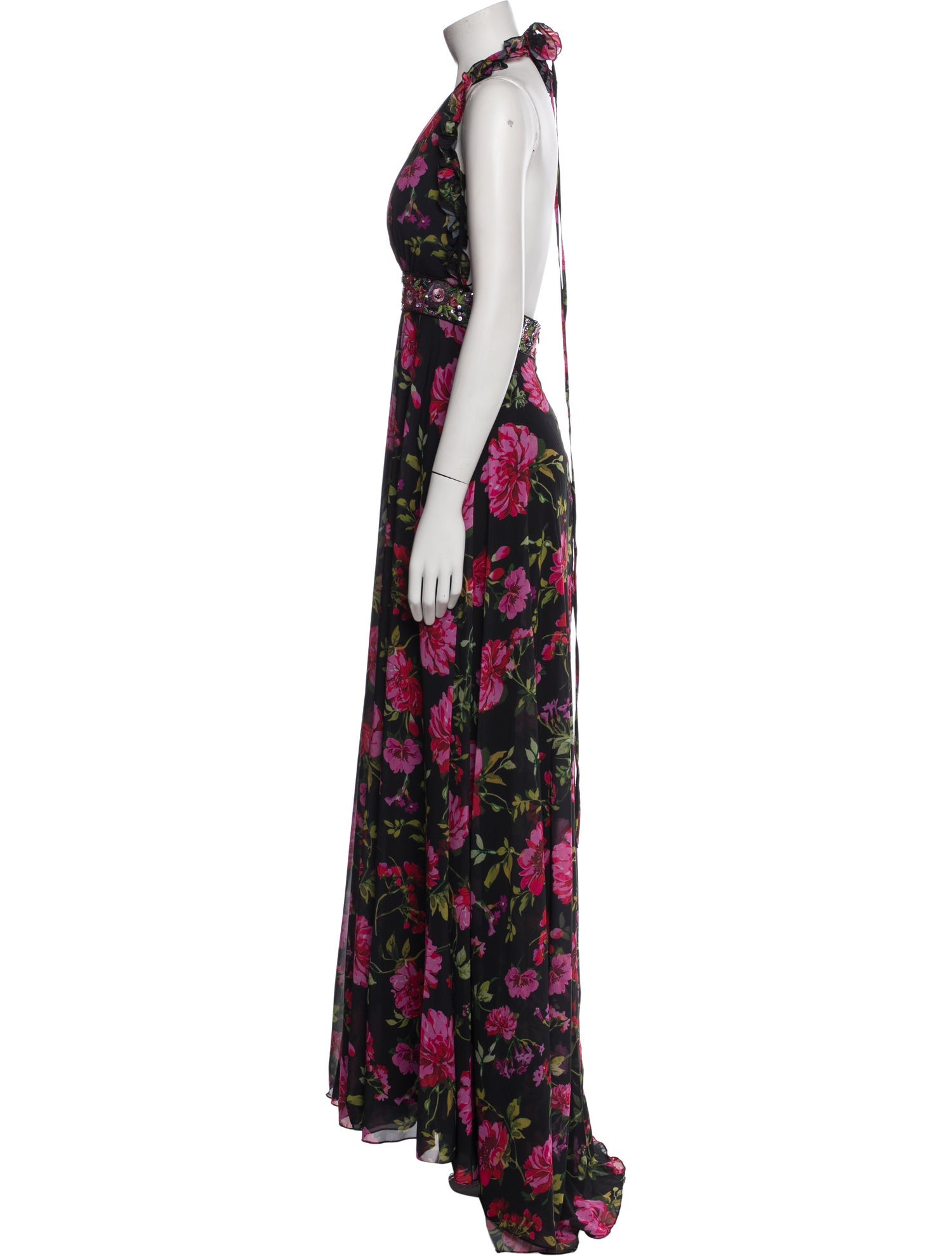 Mac Duggal Floral Print Long Dress w/ Tags