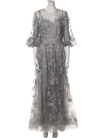 Mac Duggal Lace Pattern Long Dress