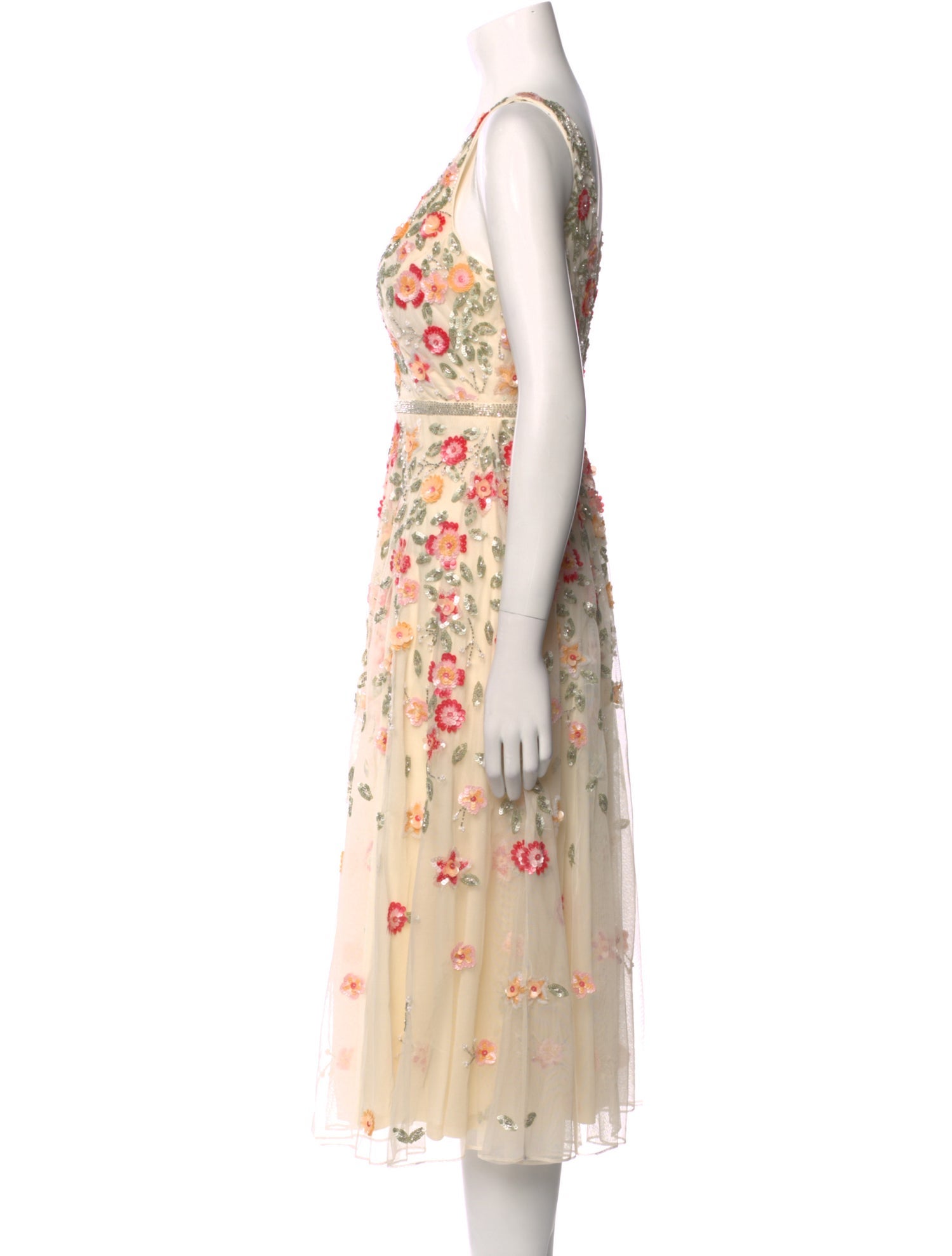 Mac Duggal Floral Print Midi Length Dress w/ Tags