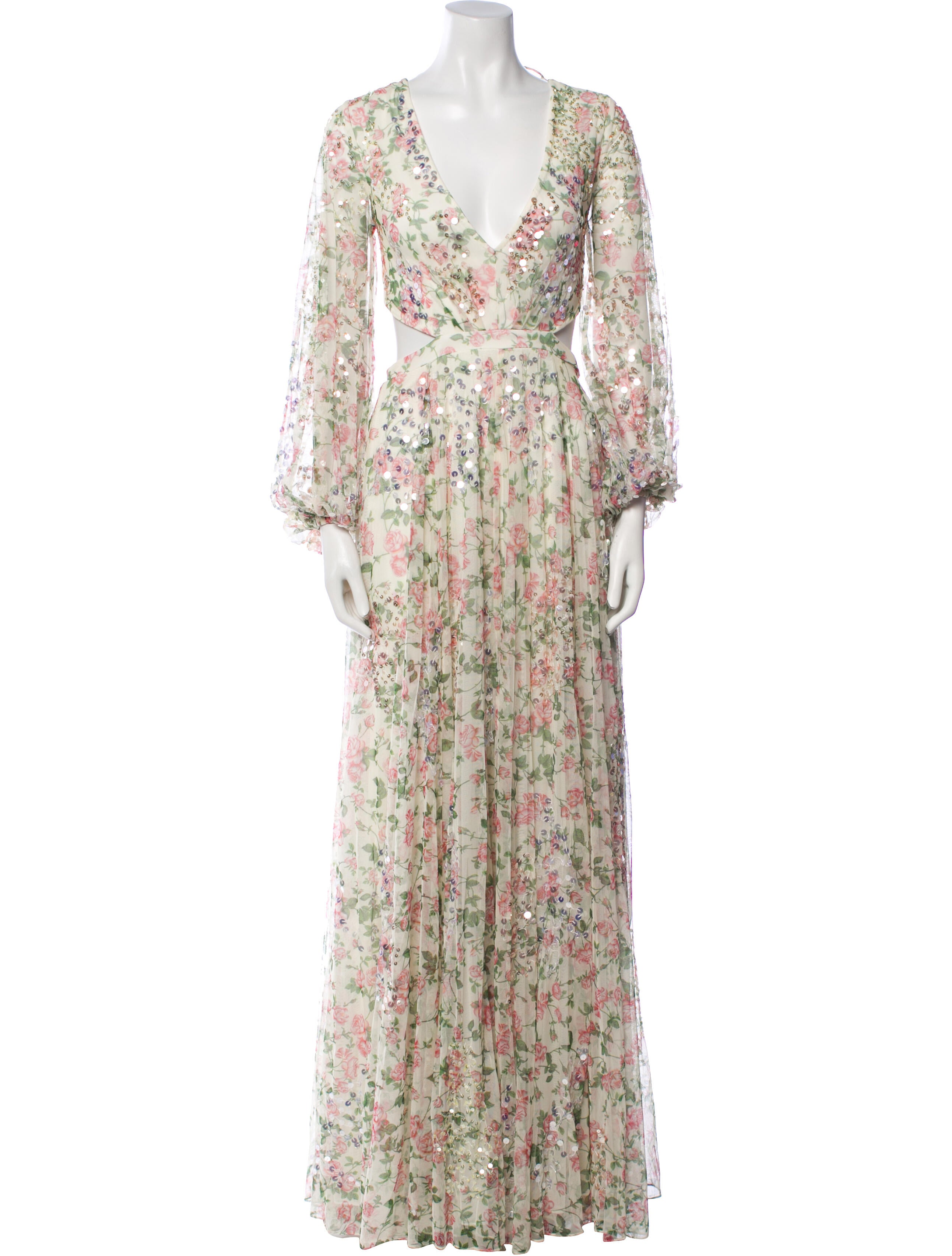 Mac Duggal Floral Print Long Dress w/ Tags