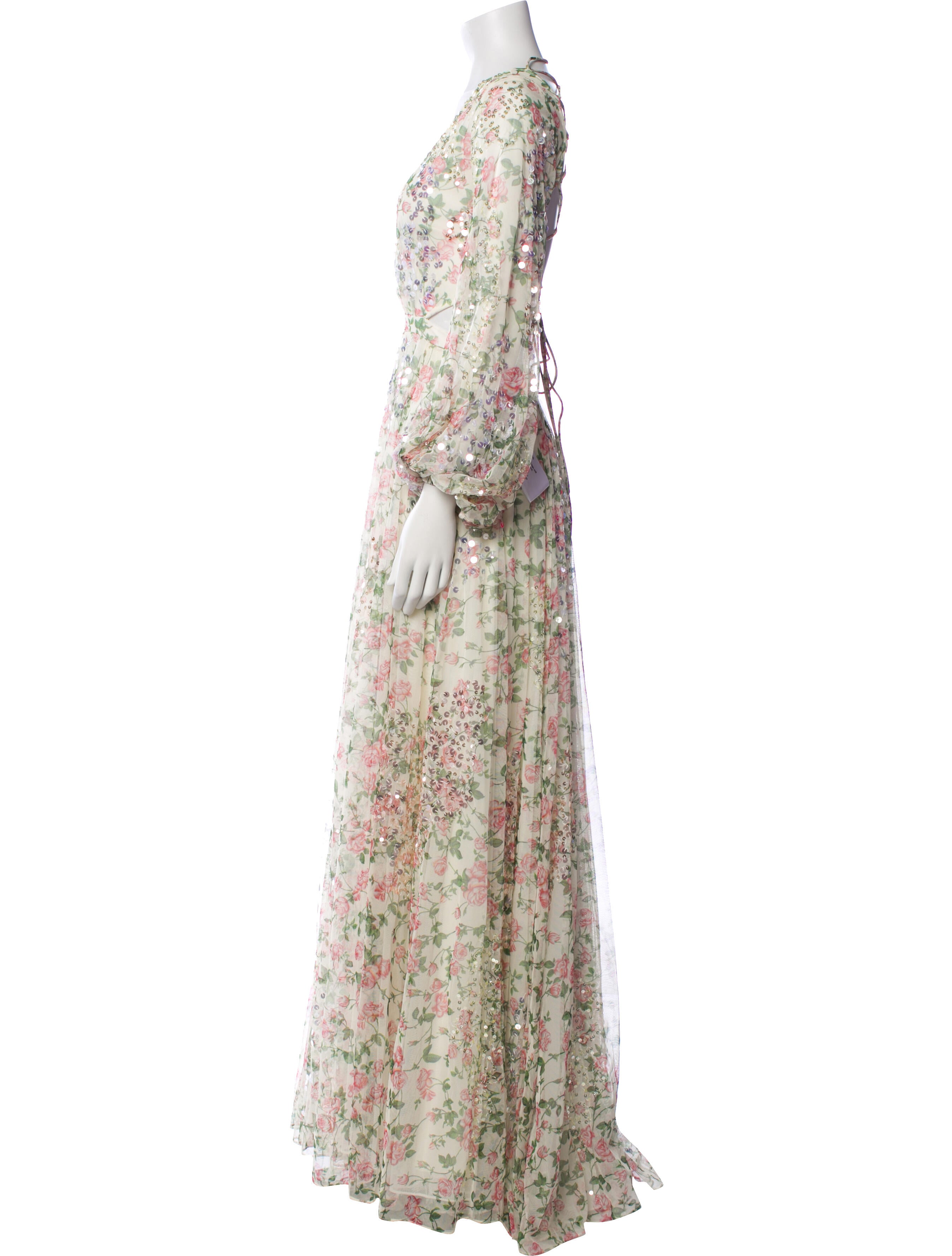 Mac Duggal Floral Print Long Dress w/ Tags