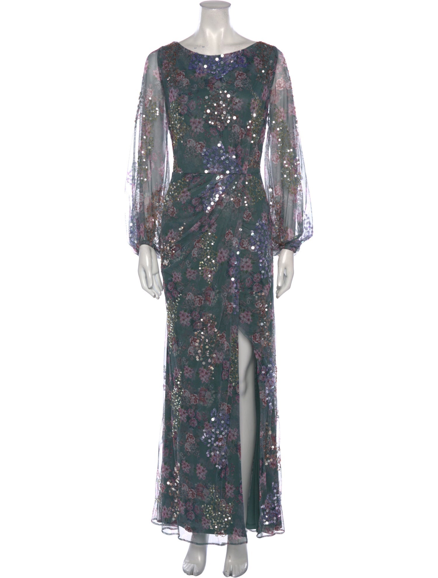 Mac Duggal Floral Print Long Dress w/ Tags