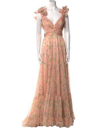 Mac Duggal Floral Print Long Dress