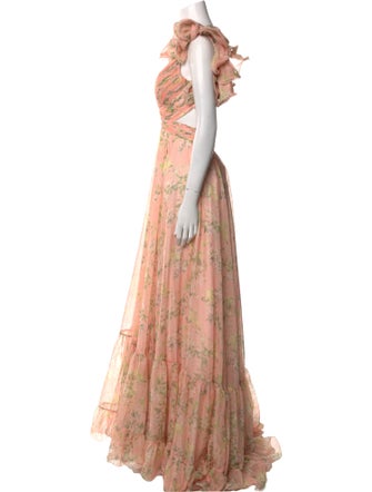 Mac Duggal Floral Print Long Dress