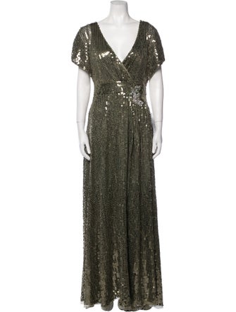 Mac Duggal V-Neck Long Dress