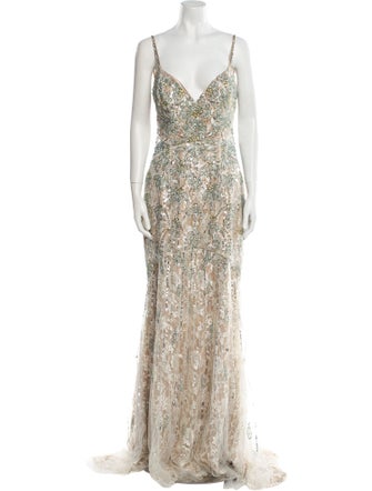 Mac Duggal Lace Pattern Long Dress