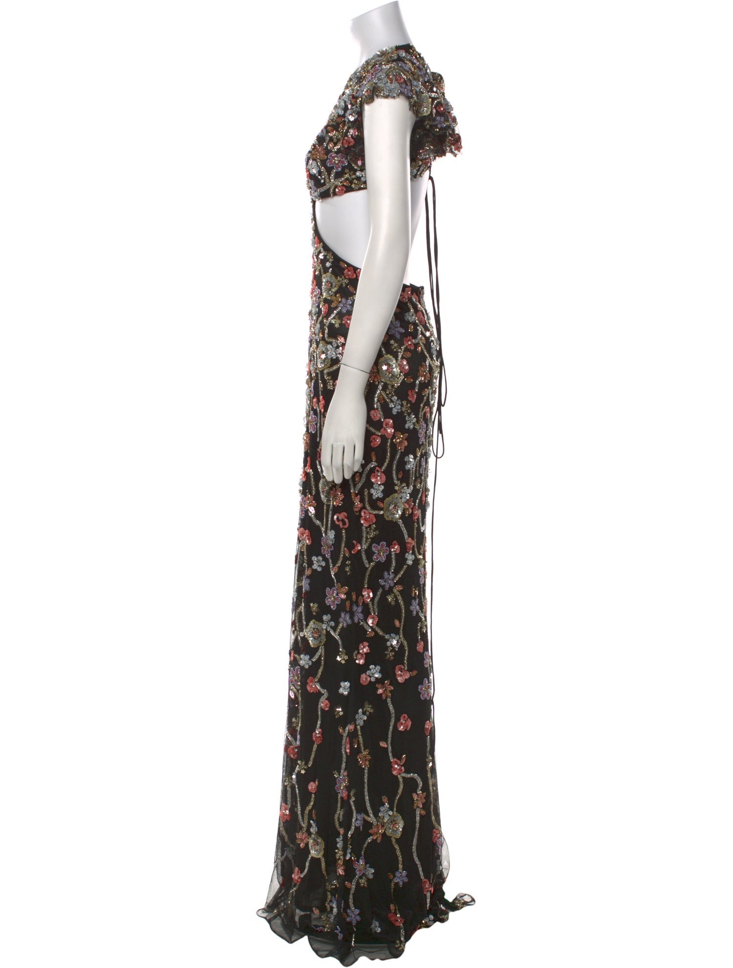 Mac Duggal Floral Print Long Dress