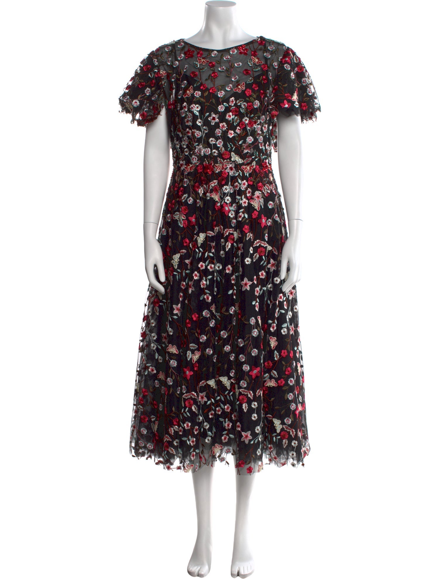 Mac Duggal Floral Print Long Dress