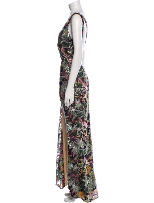 Mac Duggal Floral Print Long Dress