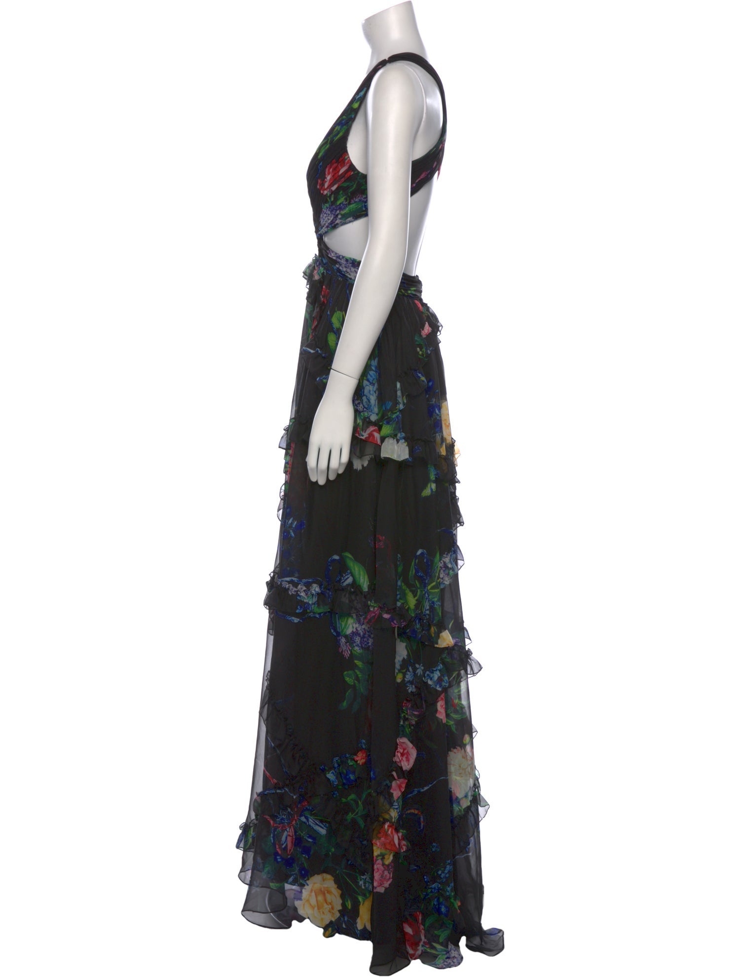 Mac Duggal Floral Print Long Dress