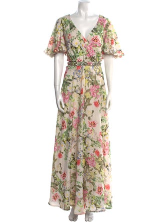 Mac Duggal Floral Print Long Dress