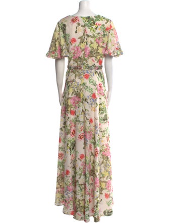 Mac Duggal Floral Print Long Dress