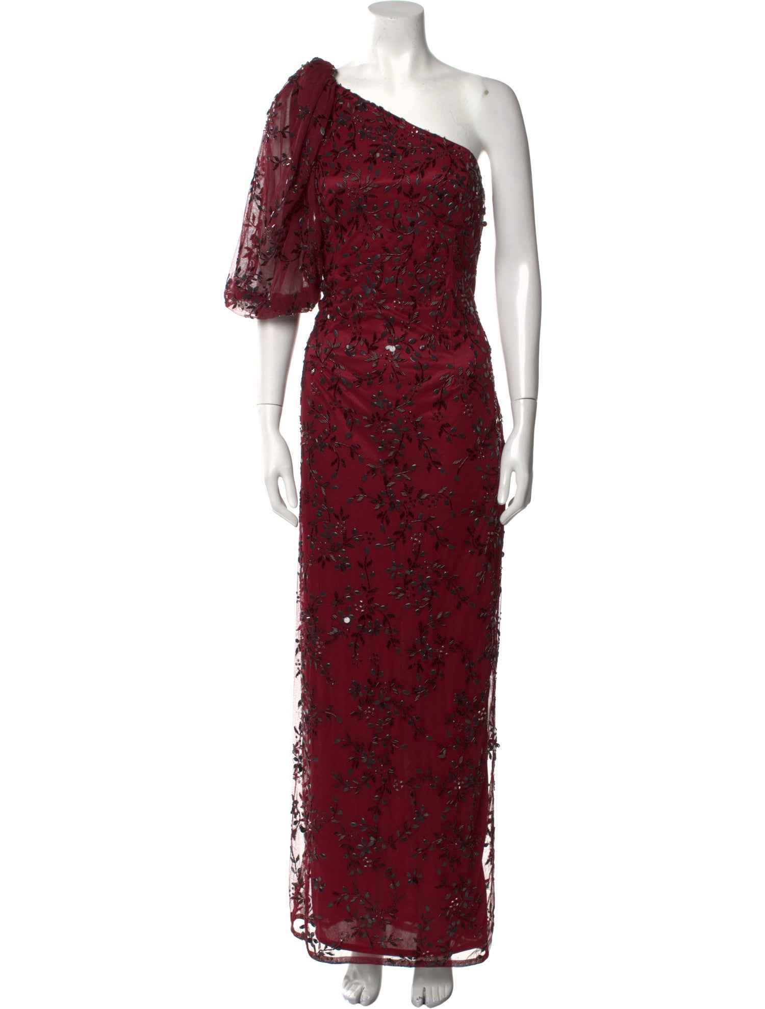 Mac Duggal Floral Print Long Dress