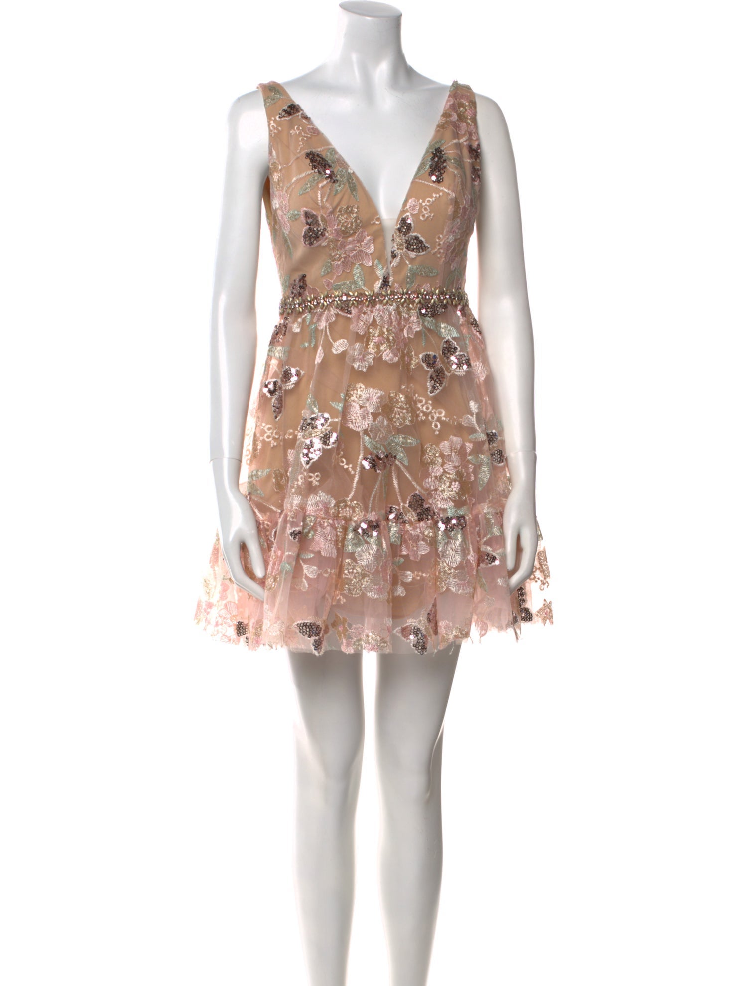 Mac Duggal Lace Pattern Mini Dress