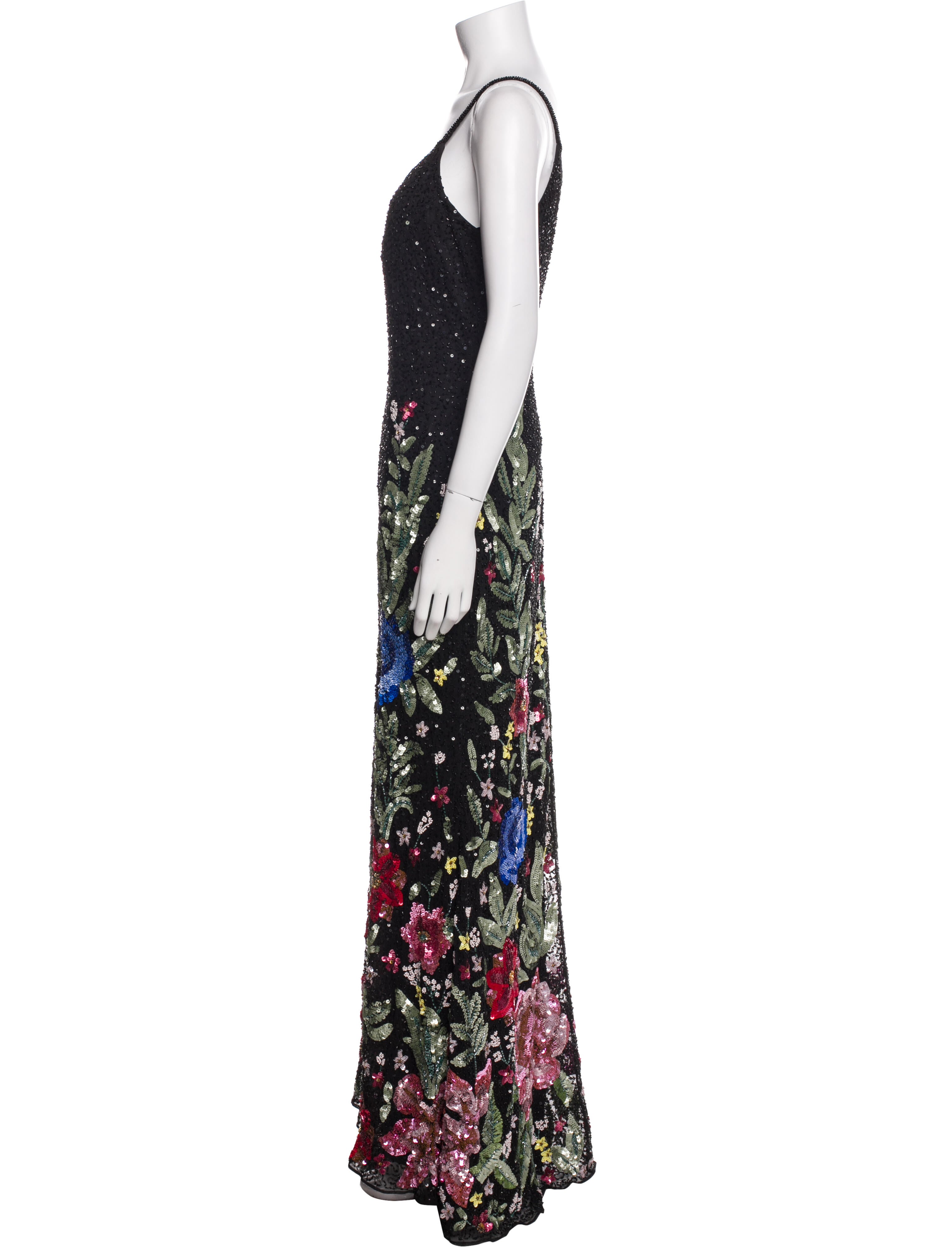 Mac Duggal Floral Print Long Dress