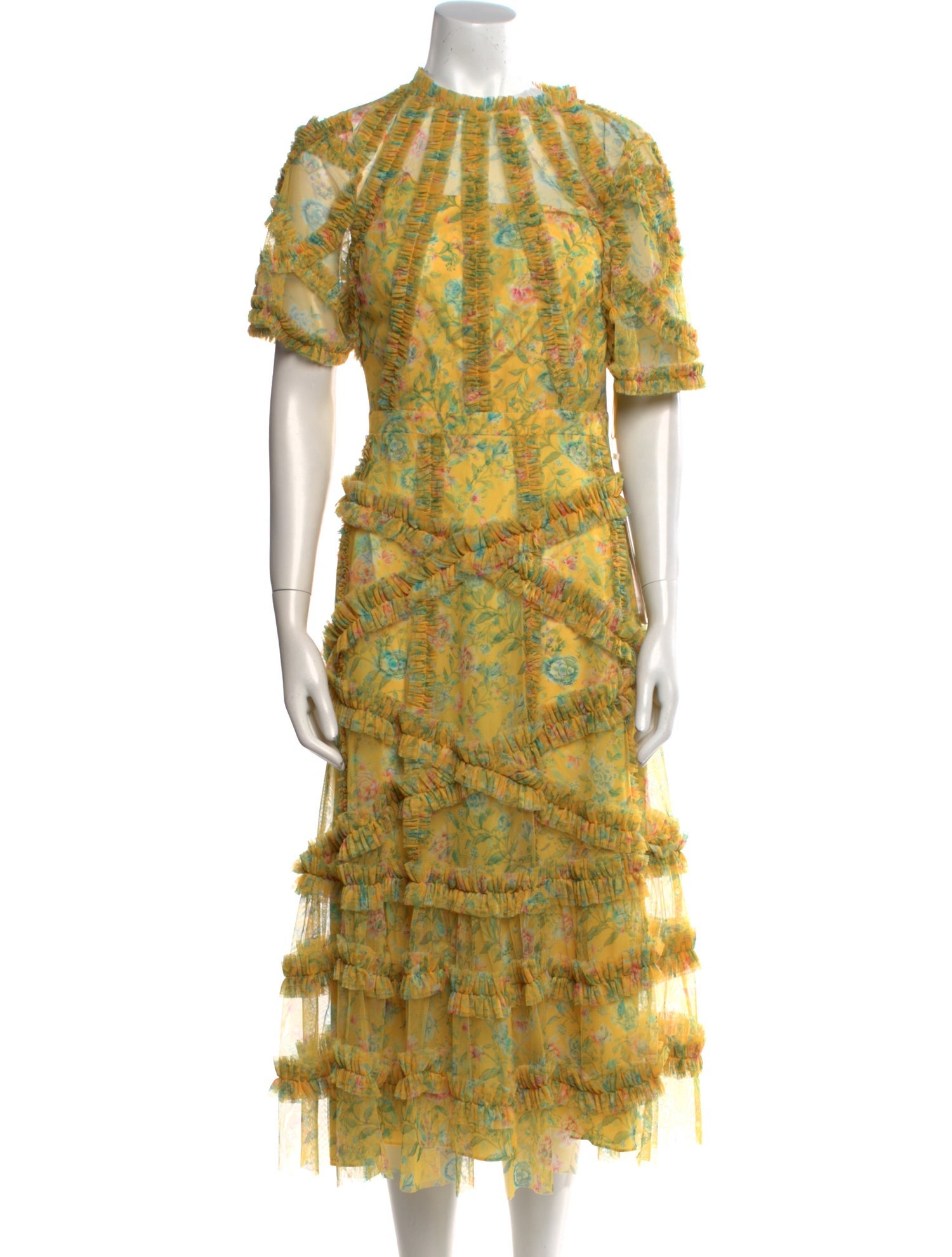 Mac Duggal Floral Print Long Dress w/ Tags