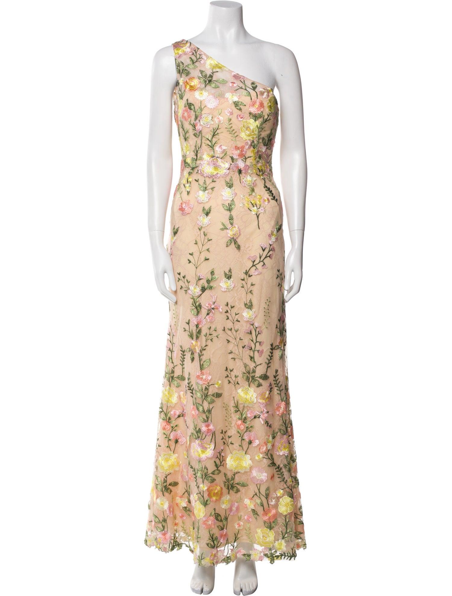 Mac Duggal Floral Print Long Dress